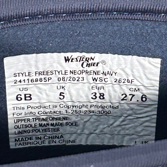 Western Chief Kids Freestyle Neoprene Navy Blue Striped‎ Rain Boots Size 6B - Picture 6 of 10